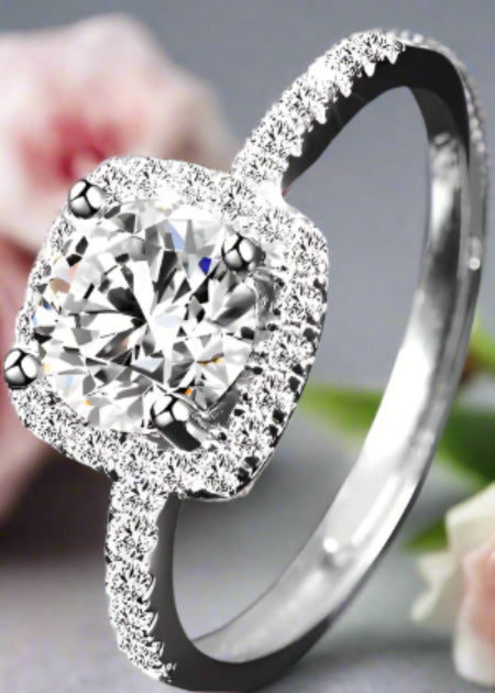 Moissanite Ring One Carat Moissanite Ring with Adjustable Opening