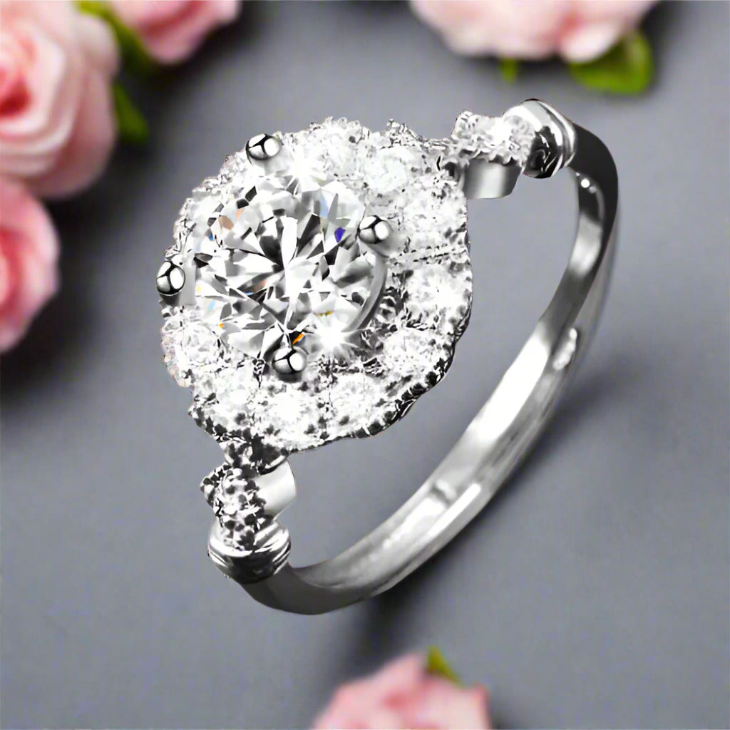 Moissanite Ring One Carat Moissanite Ring with Adjustable Opening