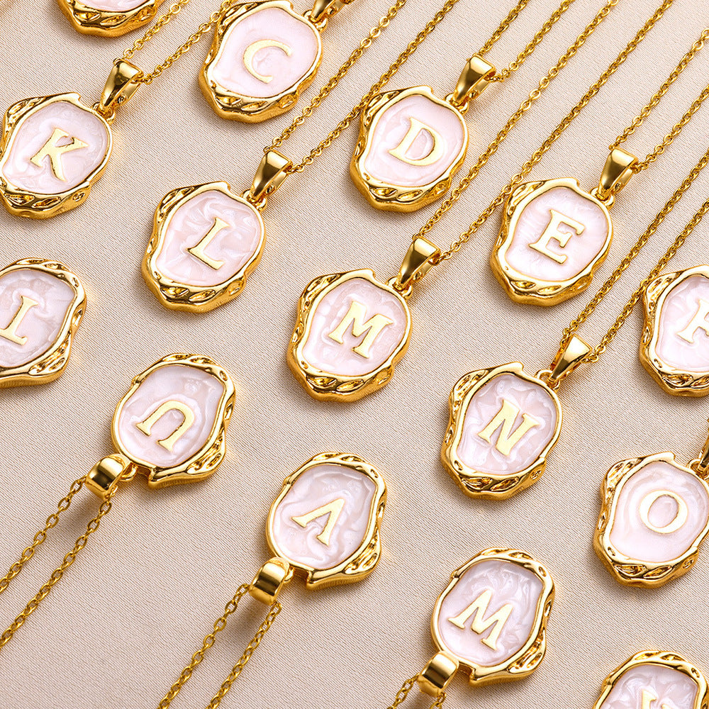 Simple 26 Letters Drop Oil Three-Dimensional Necklace