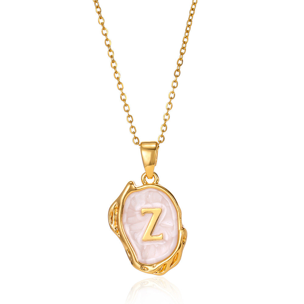 Simple 26 Letters Drop Oil Three-Dimensional Necklace