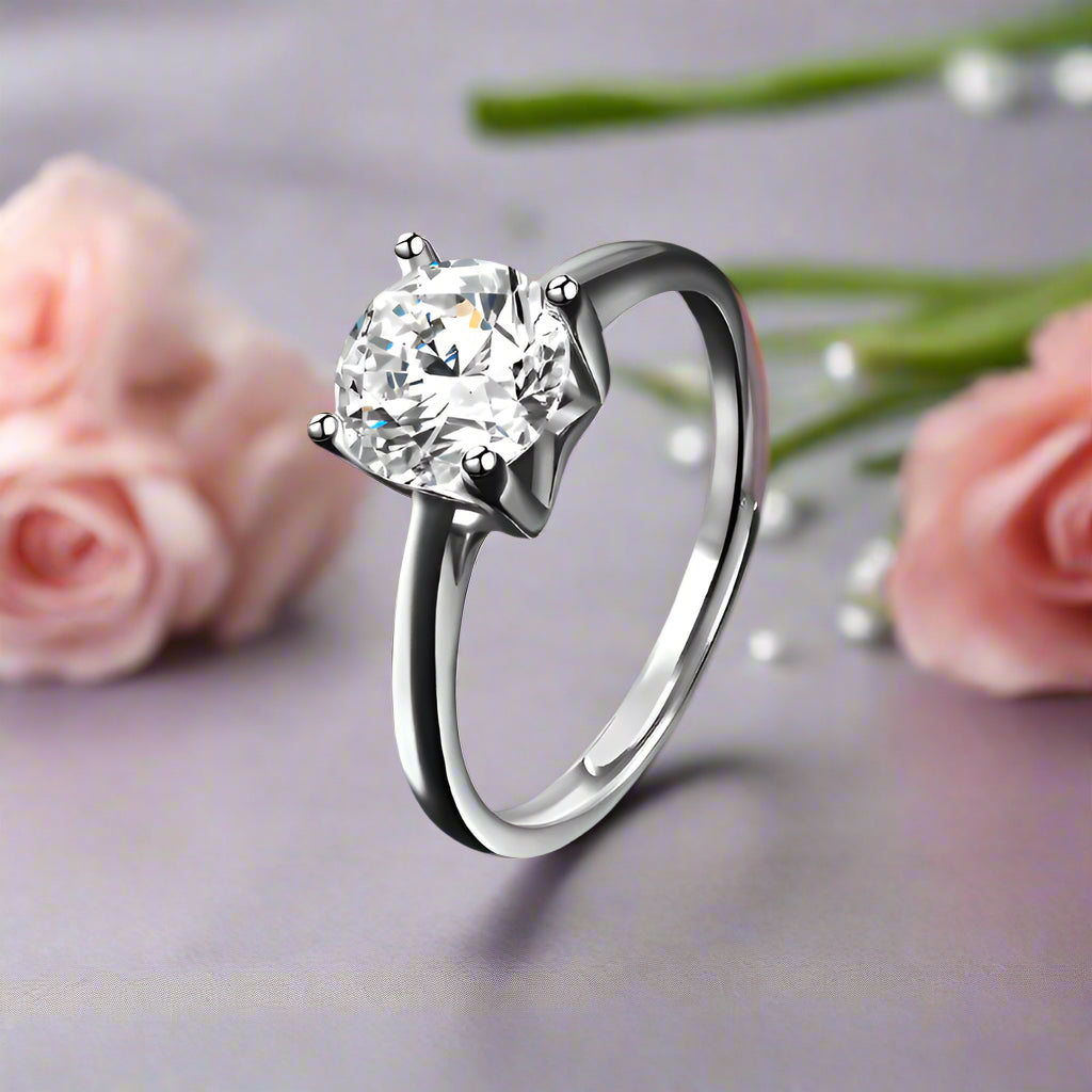 Moissanite Ring One Carat Moissanite Ring with Adjustable Opening