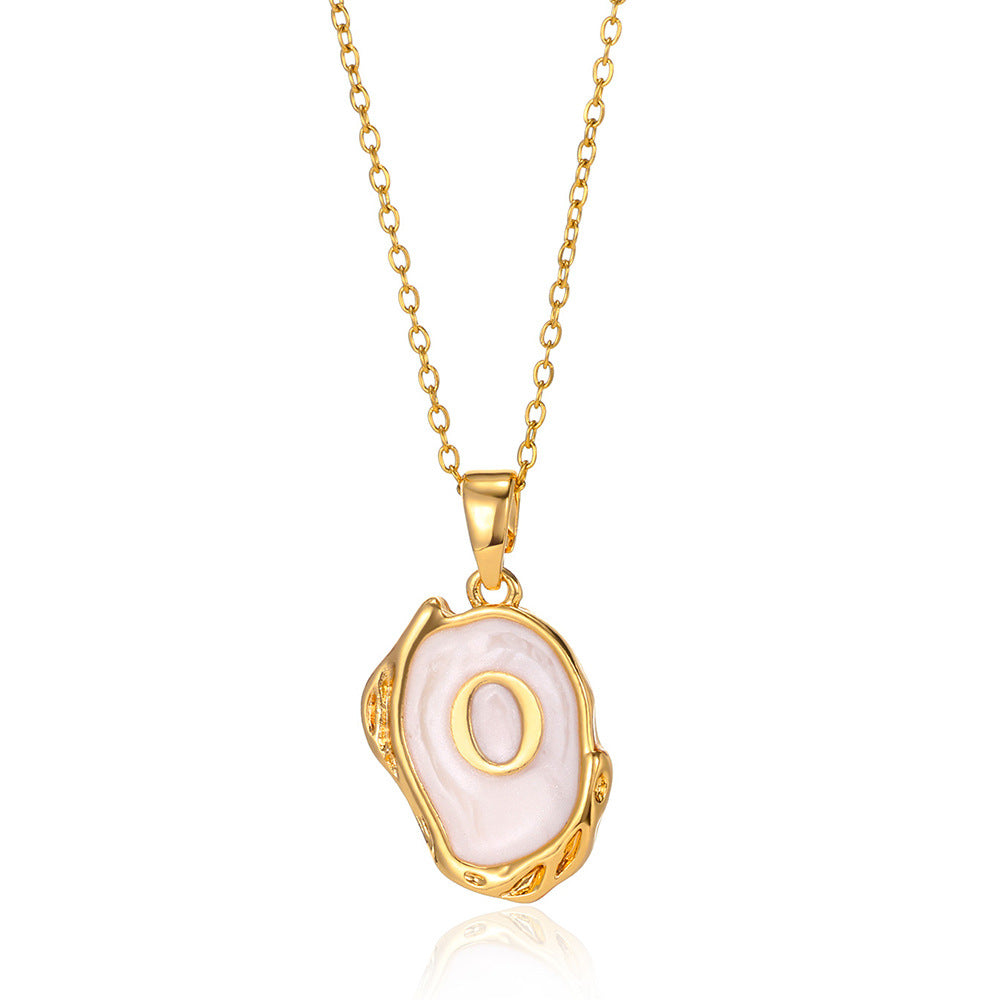 Simple 26 Letters Drop Oil Three-Dimensional Necklace