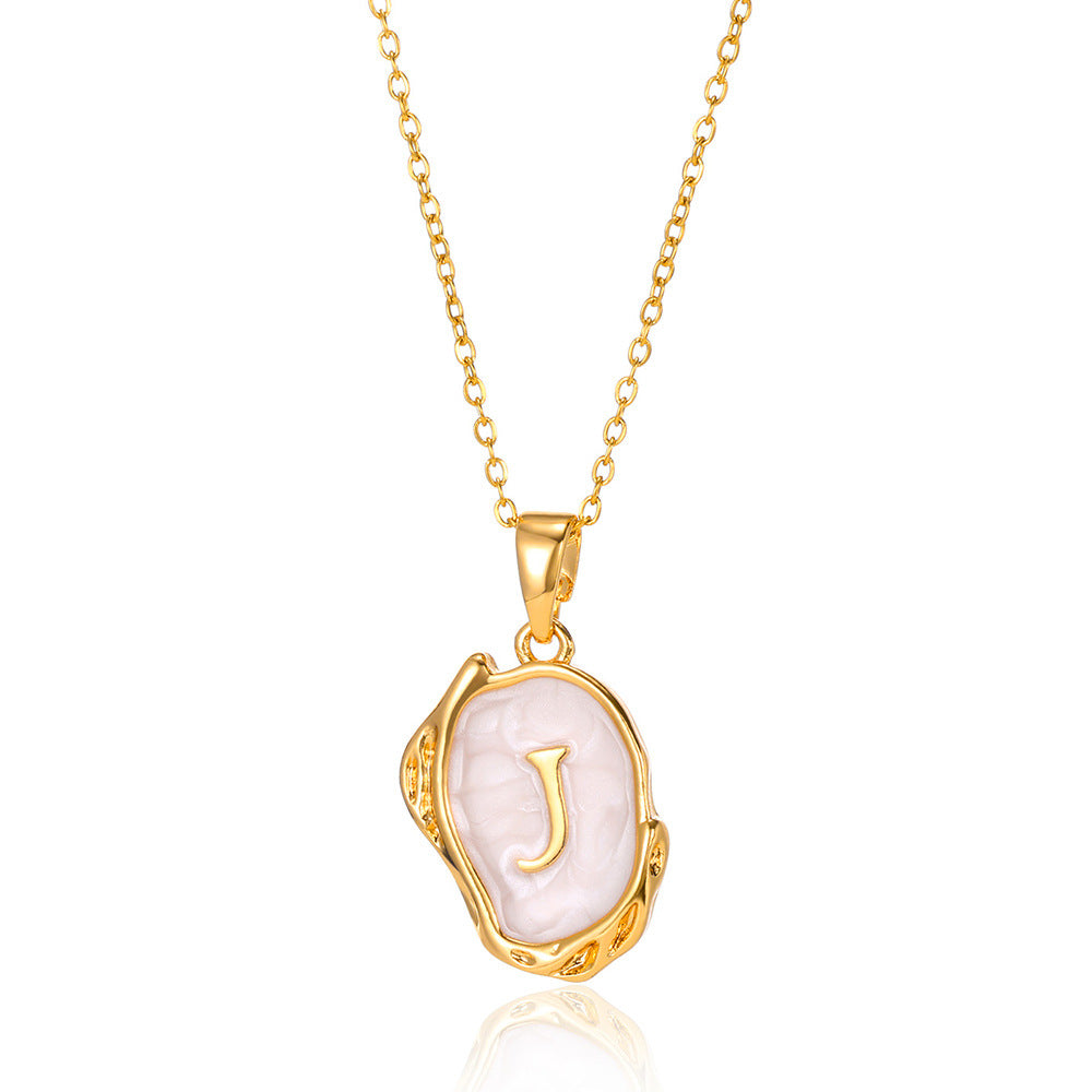 Simple 26 Letters Drop Oil Three-Dimensional Necklace