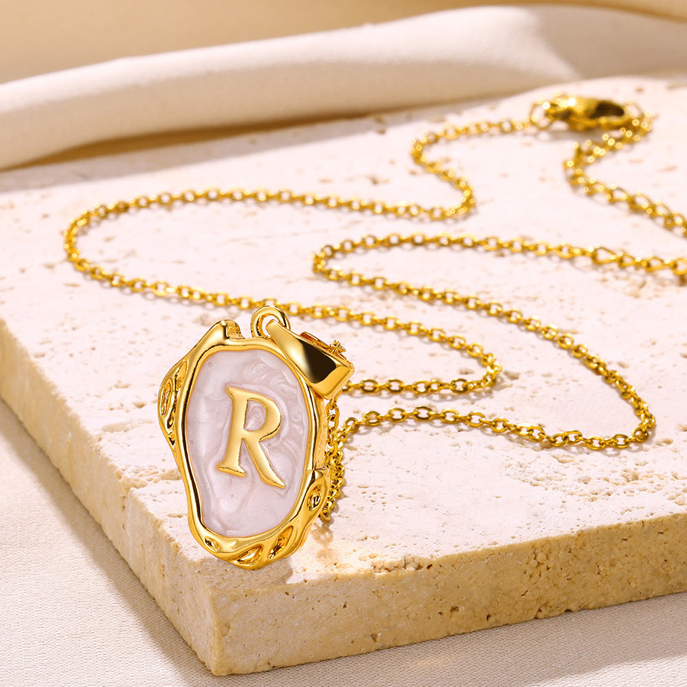 Simple 26 Letters Drop Oil Three-Dimensional Necklace