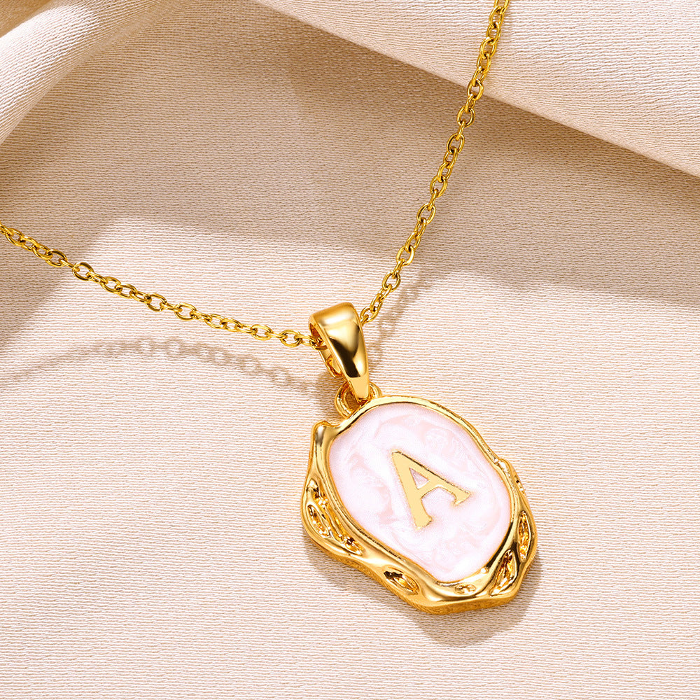 Simple 26 Letters Drop Oil Three-Dimensional Necklace