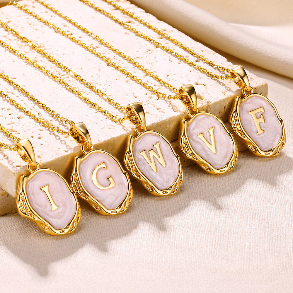 Simple 26 Letters Drop Oil Three-Dimensional Necklace