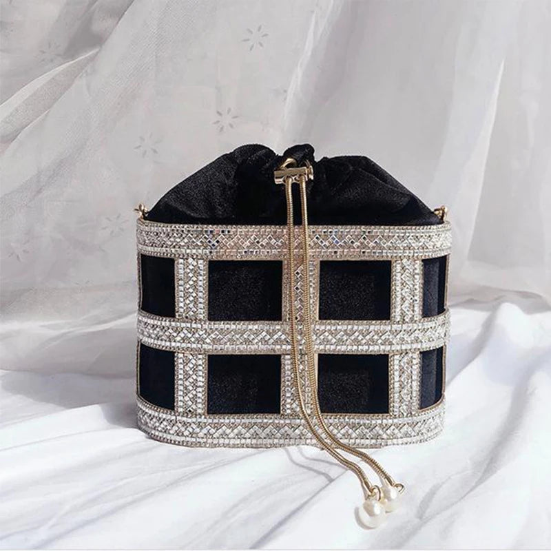 Luxury Wedding Clutch Bag Elegant Handmade Diamonds Hollow Out Metal Cage Handbag Party Purse High Quality Evening Bag ZD1637