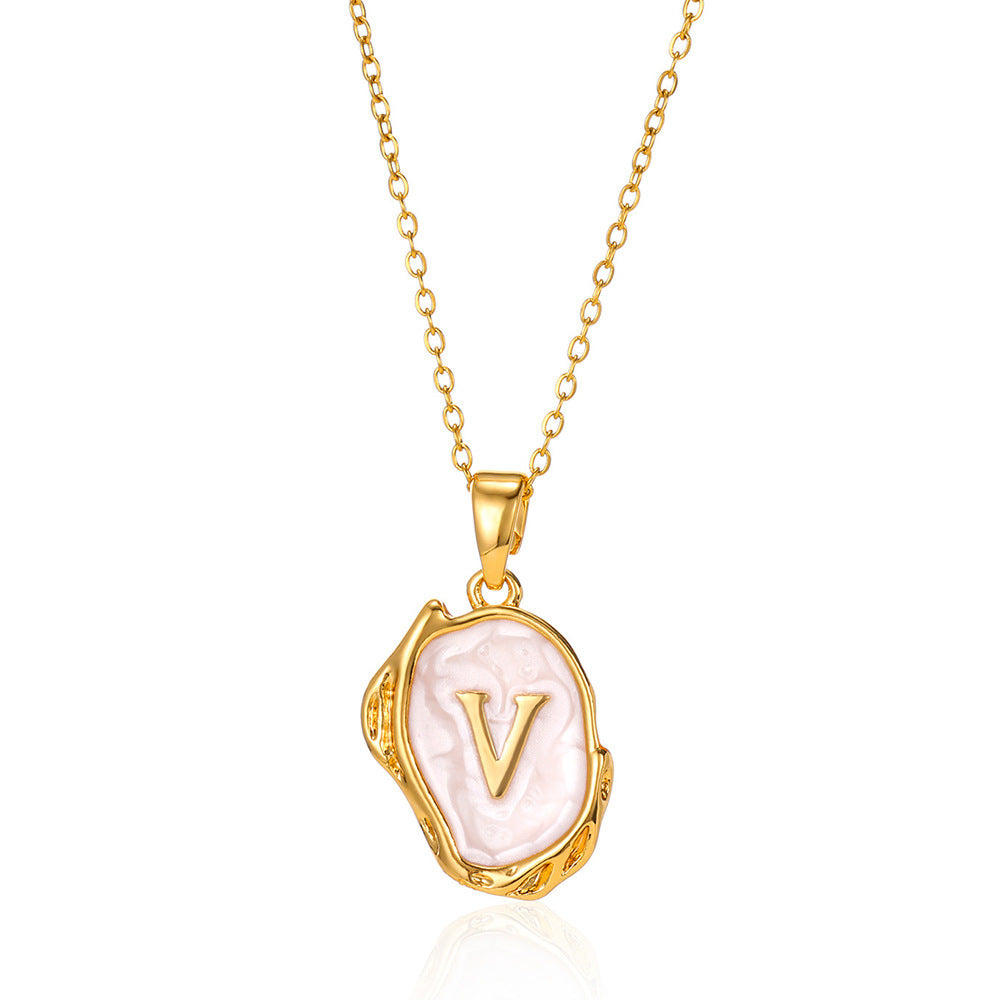 Simple 26 Letters Drop Oil Three-Dimensional Necklace