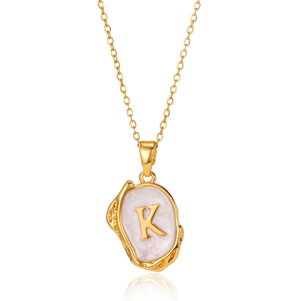 Simple 26 Letters Drop Oil Three-Dimensional Necklace