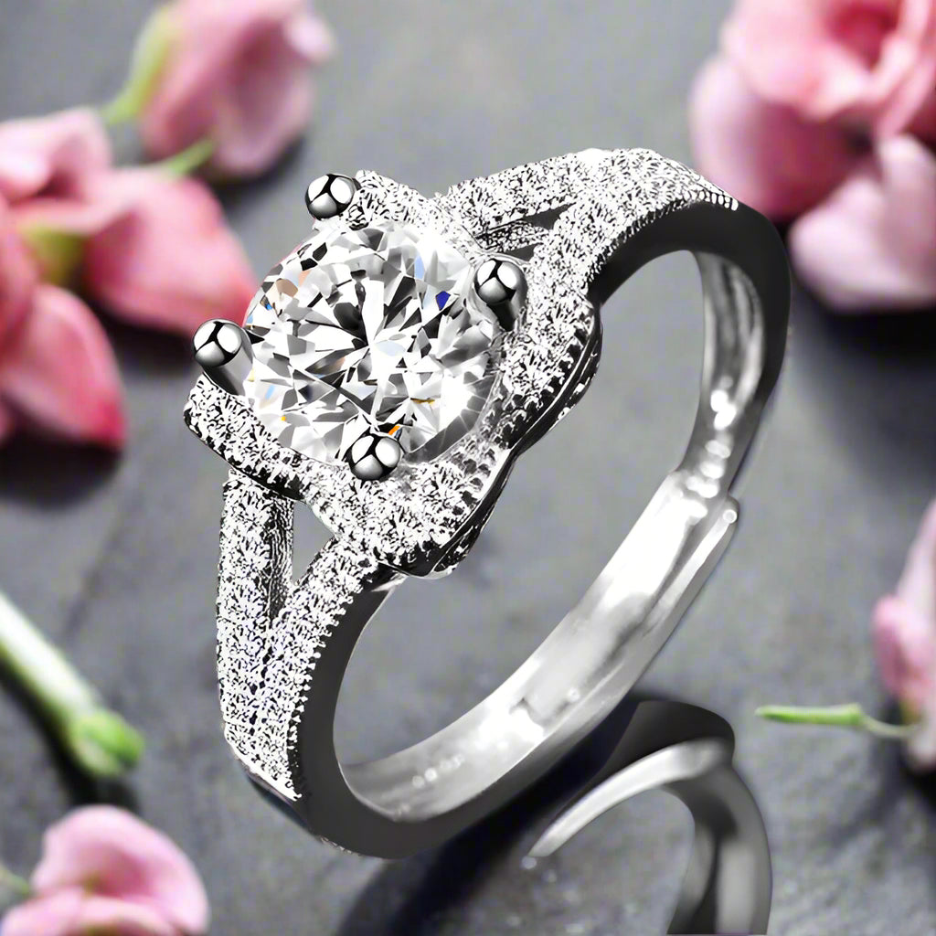 Moissanite Ring One Carat with Adjustable Opening