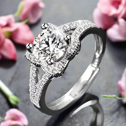 Moissanite Ring One Carat with Adjustable Opening