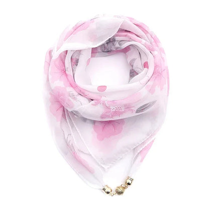Magnet Buckle Silk Scarf Neckerchief Printing Scarves Women Skinny Headband Hand Wrist Bag Scarf Fashion Necklace Accessories