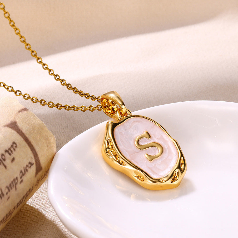 Simple 26 Letters Drop Oil Three-Dimensional Necklace