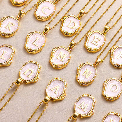 Simple 26 Letters Drop Oil Three-Dimensional Necklace