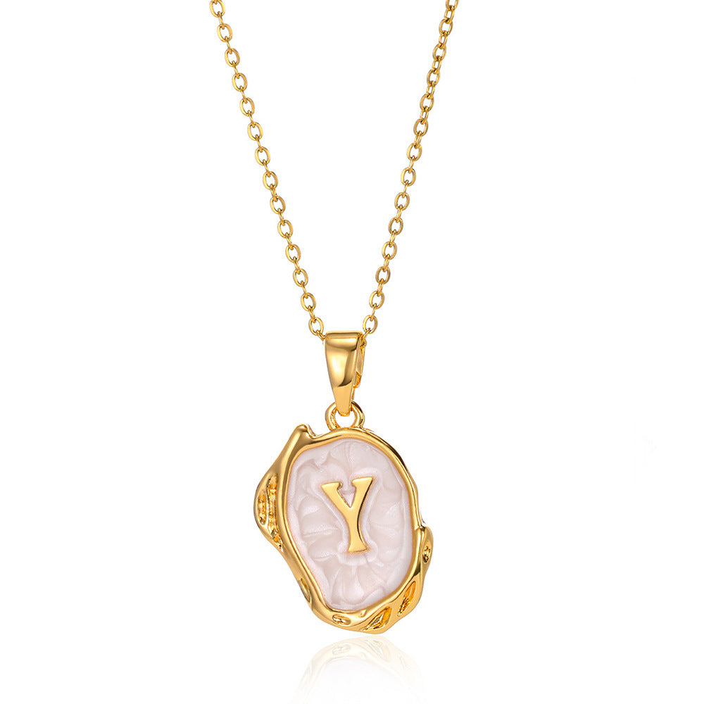 Simple 26 Letters Drop Oil Three-Dimensional Necklace
