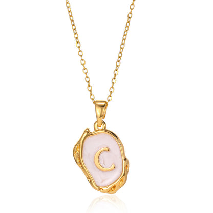 Simple 26 Letters Drop Oil Three-Dimensional Necklace