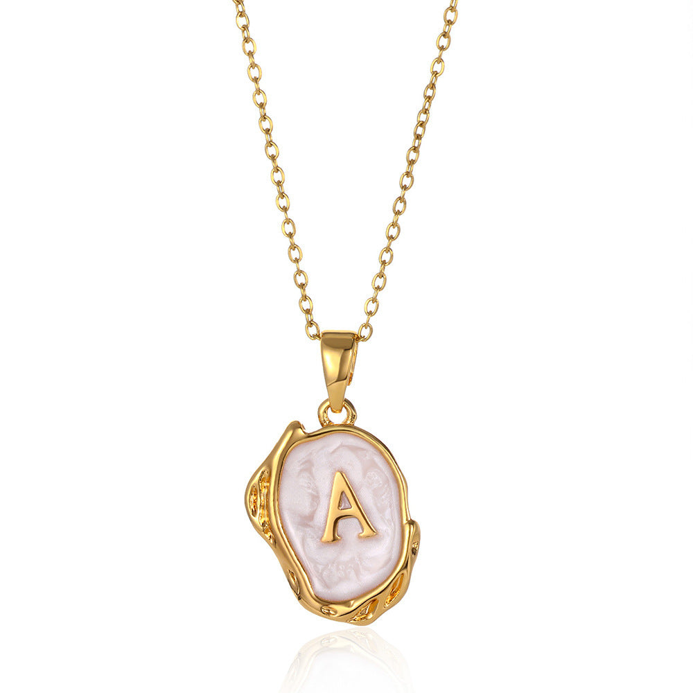 Simple 26 Letters Drop Oil Three-Dimensional Necklace