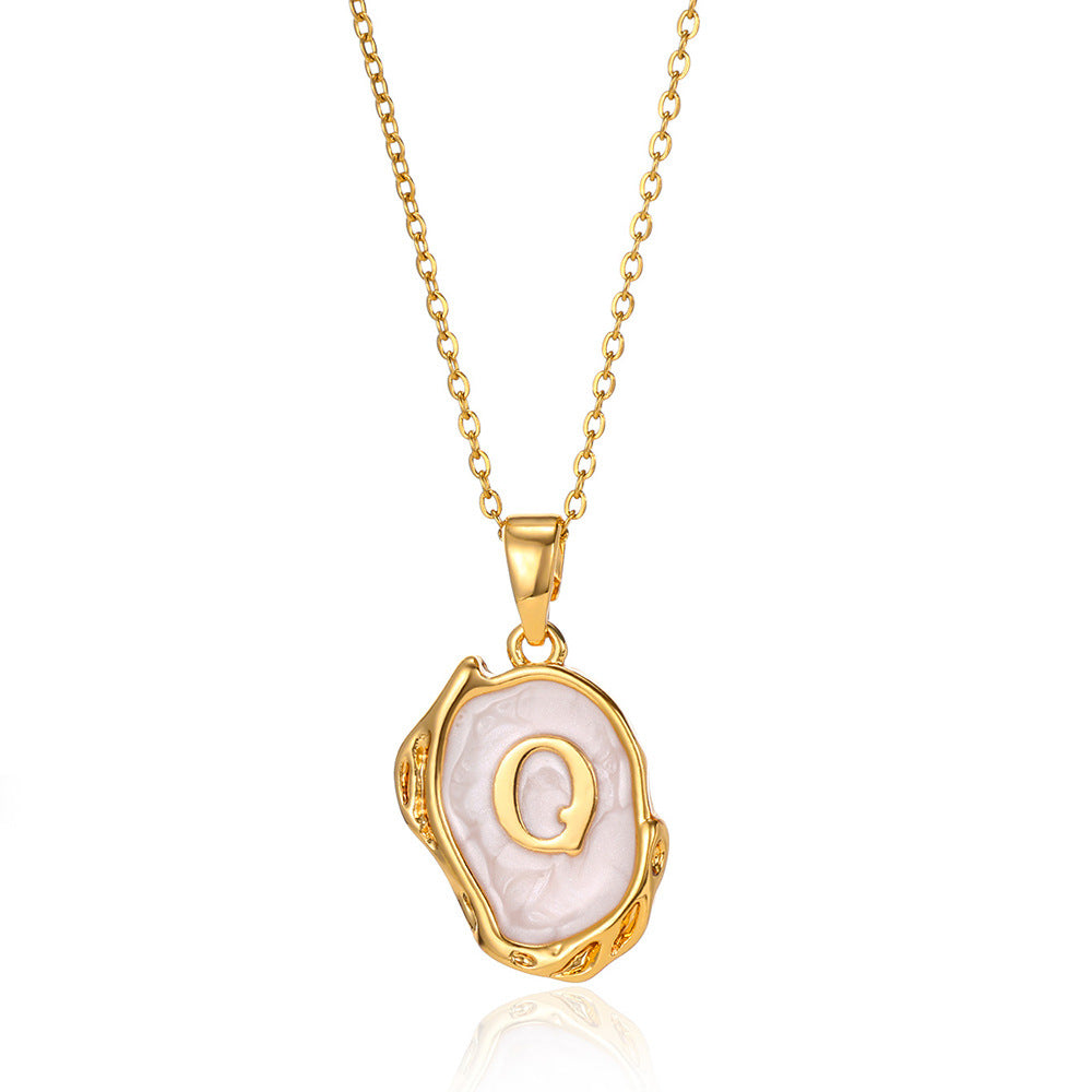 Simple 26 Letters Drop Oil Three-Dimensional Necklace