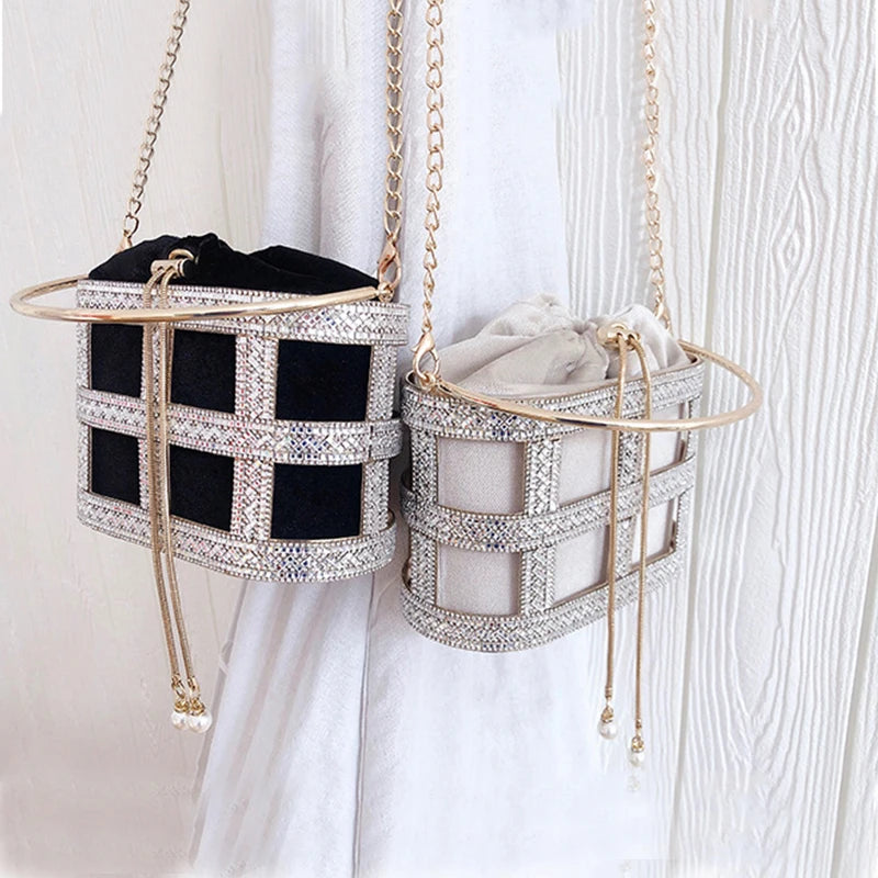 Luxury Wedding Clutch Bag Elegant Handmade Diamonds Hollow Out Metal Cage Handbag Party Purse High Quality Evening Bag ZD1637