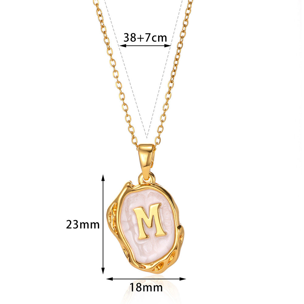 Simple 26 Letters Drop Oil Three-Dimensional Necklace