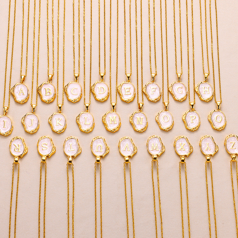 Simple 26 Letters Drop Oil Three-Dimensional Necklace