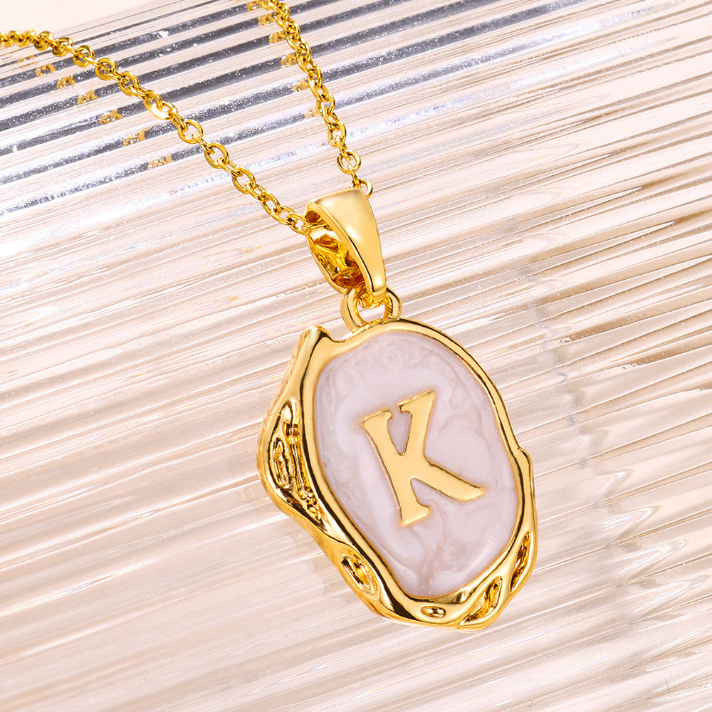 Simple 26 Letters Drop Oil Three-Dimensional Necklace