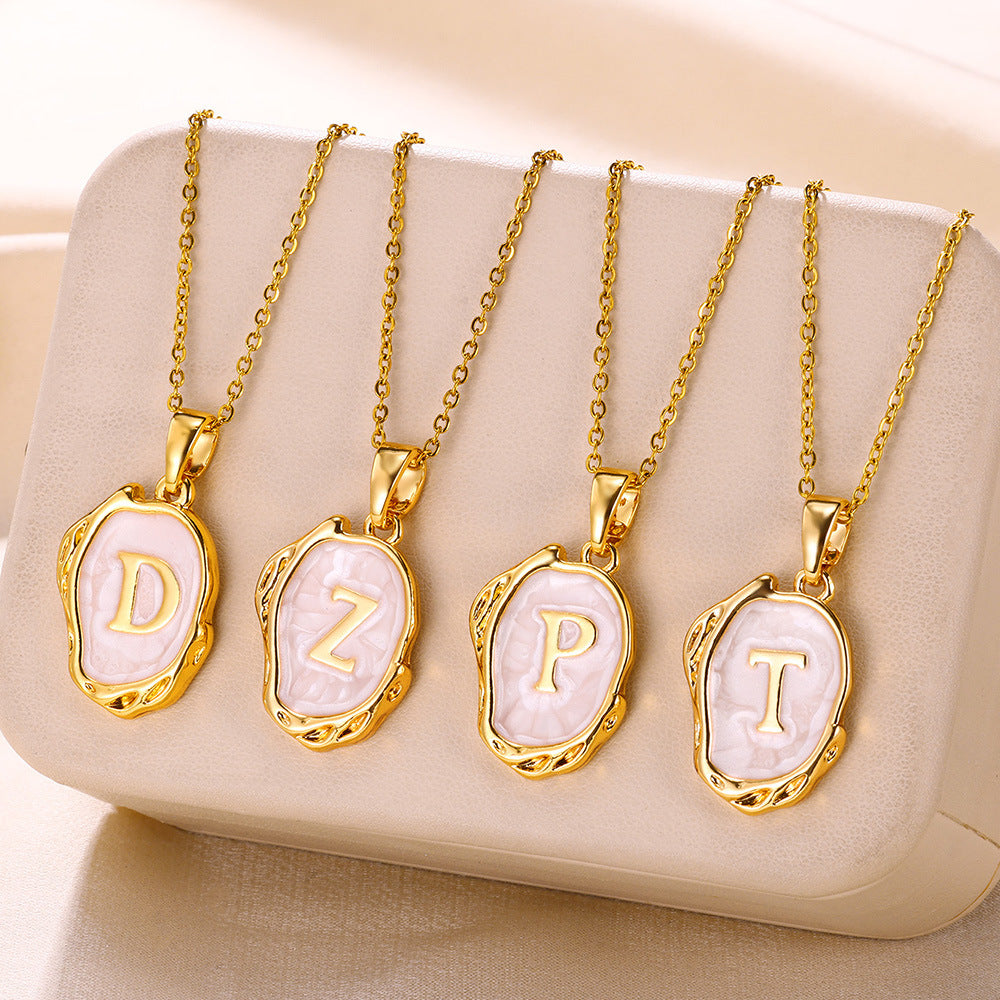 Simple 26 Letters Drop Oil Three-Dimensional Necklace