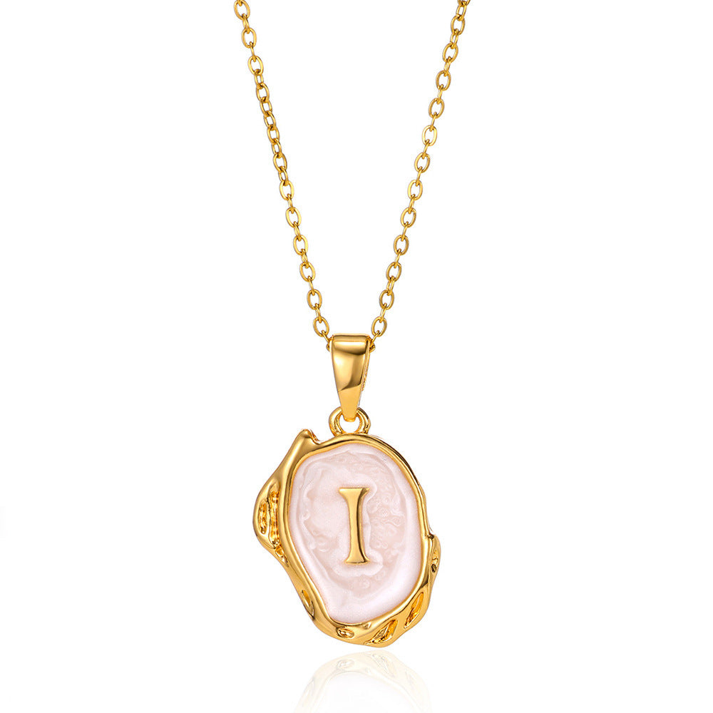 Simple 26 Letters Drop Oil Three-Dimensional Necklace