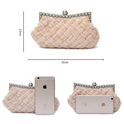 Hot Spring Evening Bag Weave Clutch Bags Woman Handbag Silk Elegant Dinner Ladies' Bag Evening Bag High-Grade Handbag EB003