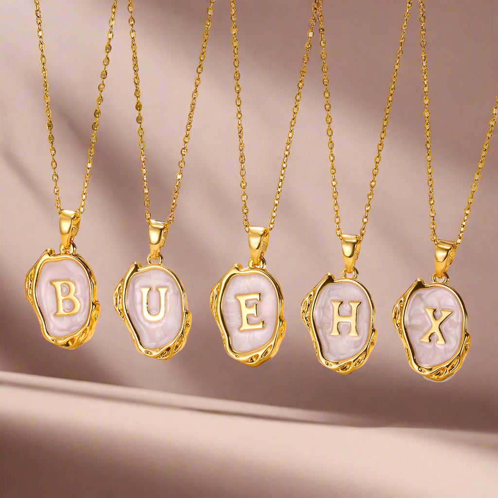 Simple 26 Letters Drop Oil Three-Dimensional Necklace
