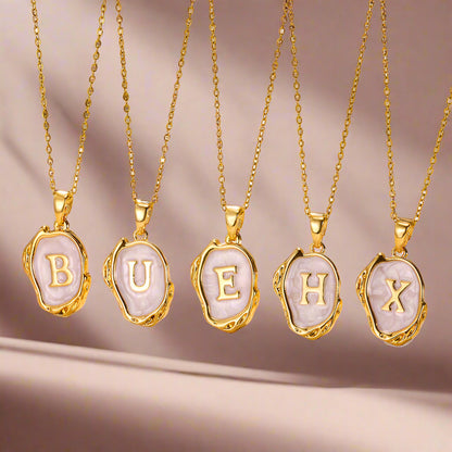 Simple 26 Letters Drop Oil Three-Dimensional Necklace
