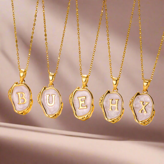 Simple 26 Letters Drop Oil Three-Dimensional Necklace