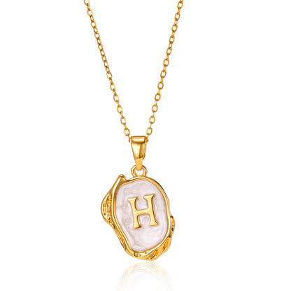 Simple 26 Letters Drop Oil Three-Dimensional Necklace
