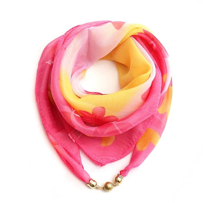 Magnet Buckle Silk Scarf Neckerchief Printing Scarves Women Skinny Headband Hand Wrist Bag Scarf Fashion Necklace Accessories