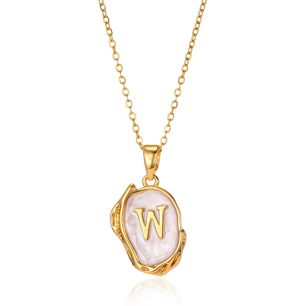 Simple 26 Letters Drop Oil Three-Dimensional Necklace