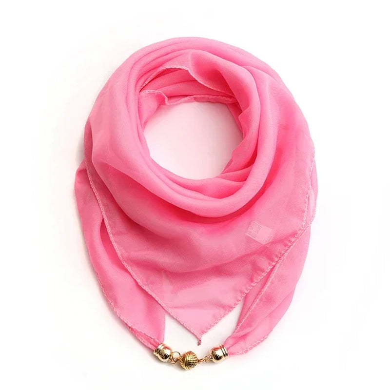 Magnet Buckle Silk Scarf Neckerchief Printing Scarves Women Skinny Headband Hand Wrist Bag Scarf Fashion Necklace Accessories
