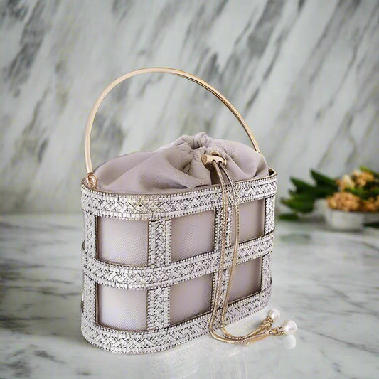 Luxury Wedding Clutch Bag Elegant Handmade Diamonds Hollow Out Metal Cage Handbag Party Purse High Quality Evening Bag ZD1637