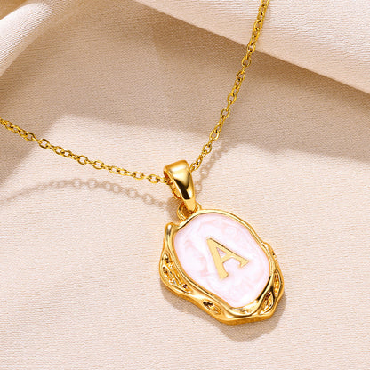 Simple 26 Letters Drop Oil Three-Dimensional Necklace