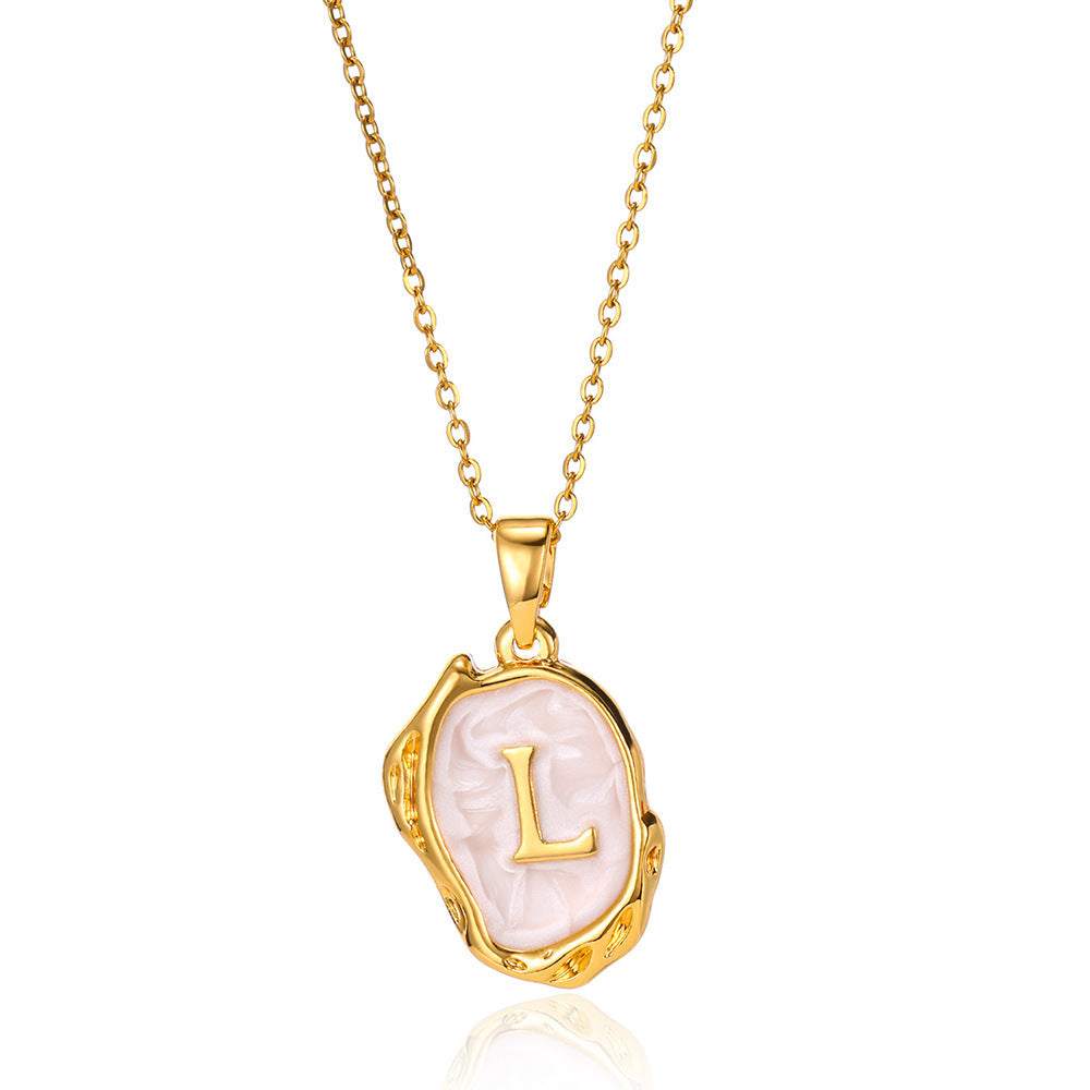 Simple 26 Letters Drop Oil Three-Dimensional Necklace