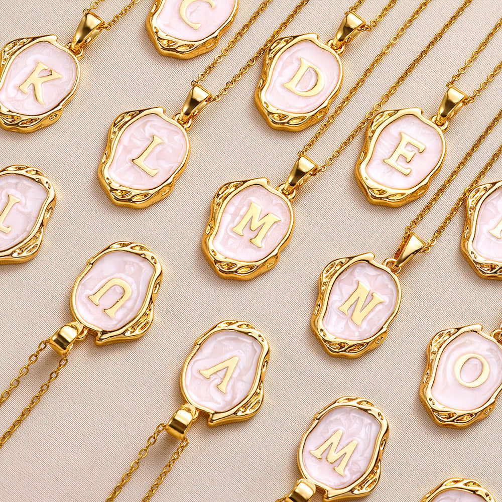 Simple 26 Letters Drop Oil Three-Dimensional Necklace