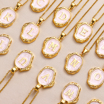 Simple 26 Letters Drop Oil Three-Dimensional Necklace