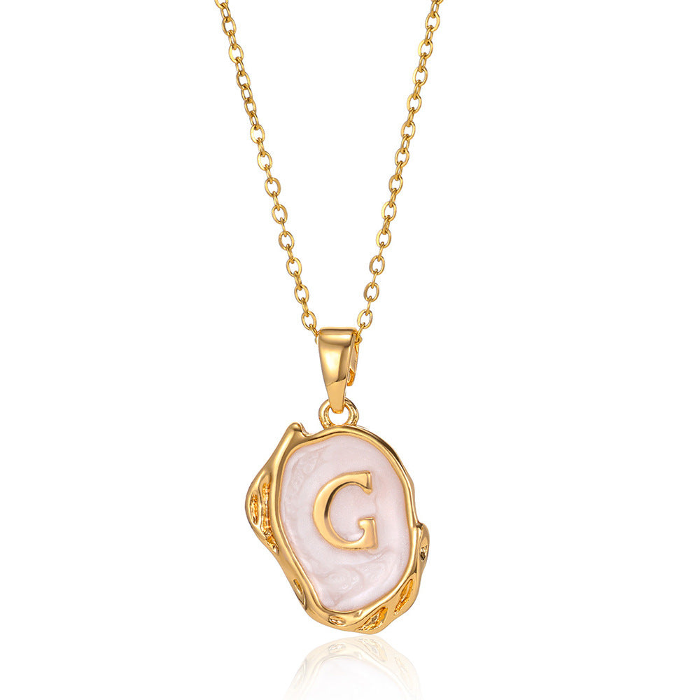 Simple 26 Letters Drop Oil Three-Dimensional Necklace