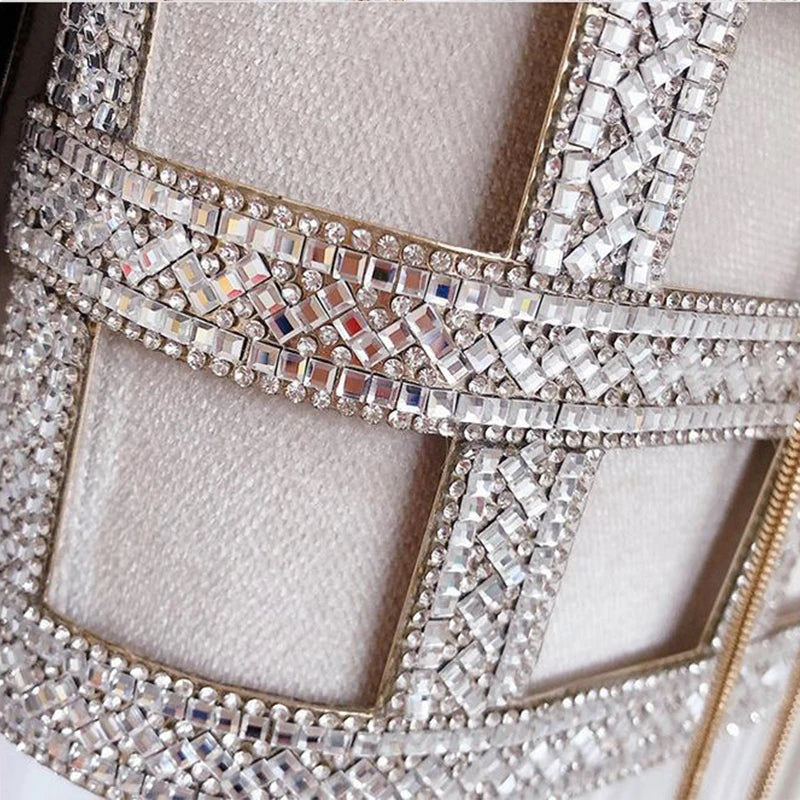 Luxury Wedding Clutch Bag Elegant Handmade Diamonds Hollow Out Metal Cage Handbag Party Purse High Quality Evening Bag ZD1637