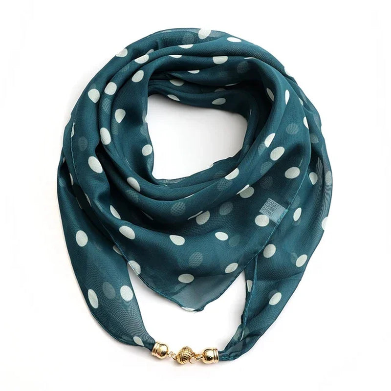Magnet Buckle Silk Scarf Neckerchief Printing Scarves Women Skinny Headband Hand Wrist Bag Scarf Fashion Necklace Accessories