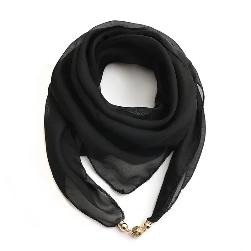 Magnet Buckle Silk Scarf Neckerchief Printing Scarves Women Skinny Headband Hand Wrist Bag Scarf Fashion Necklace Accessories