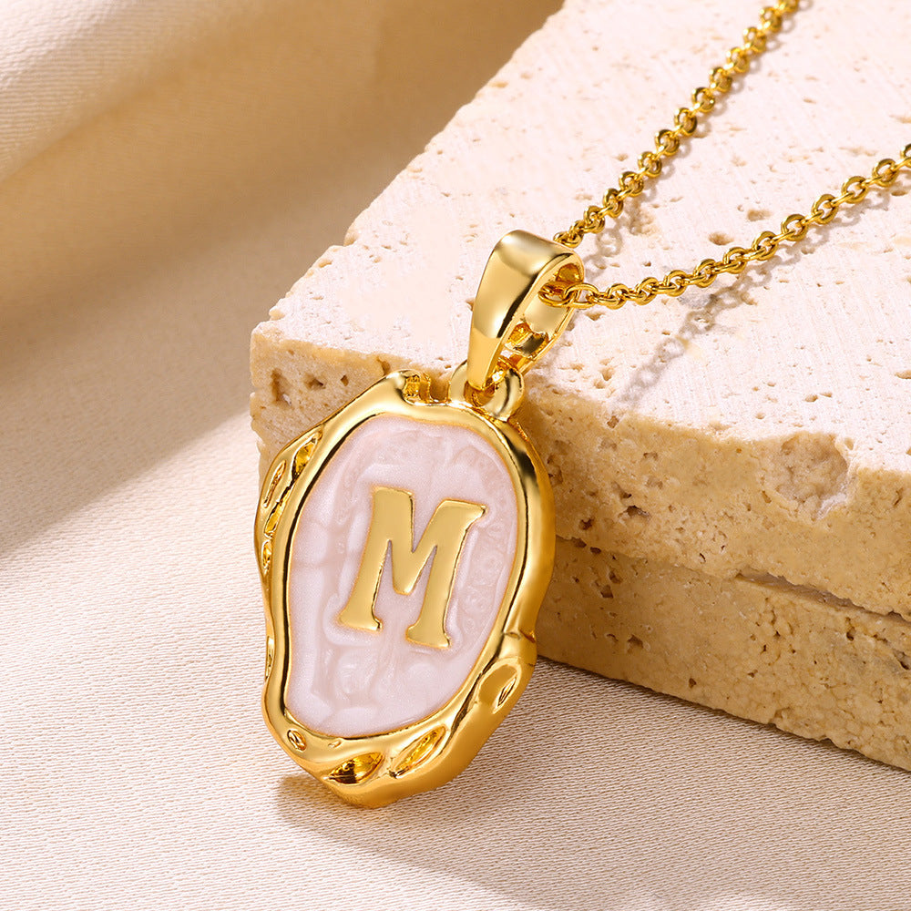 Simple 26 Letters Drop Oil Three-Dimensional Necklace