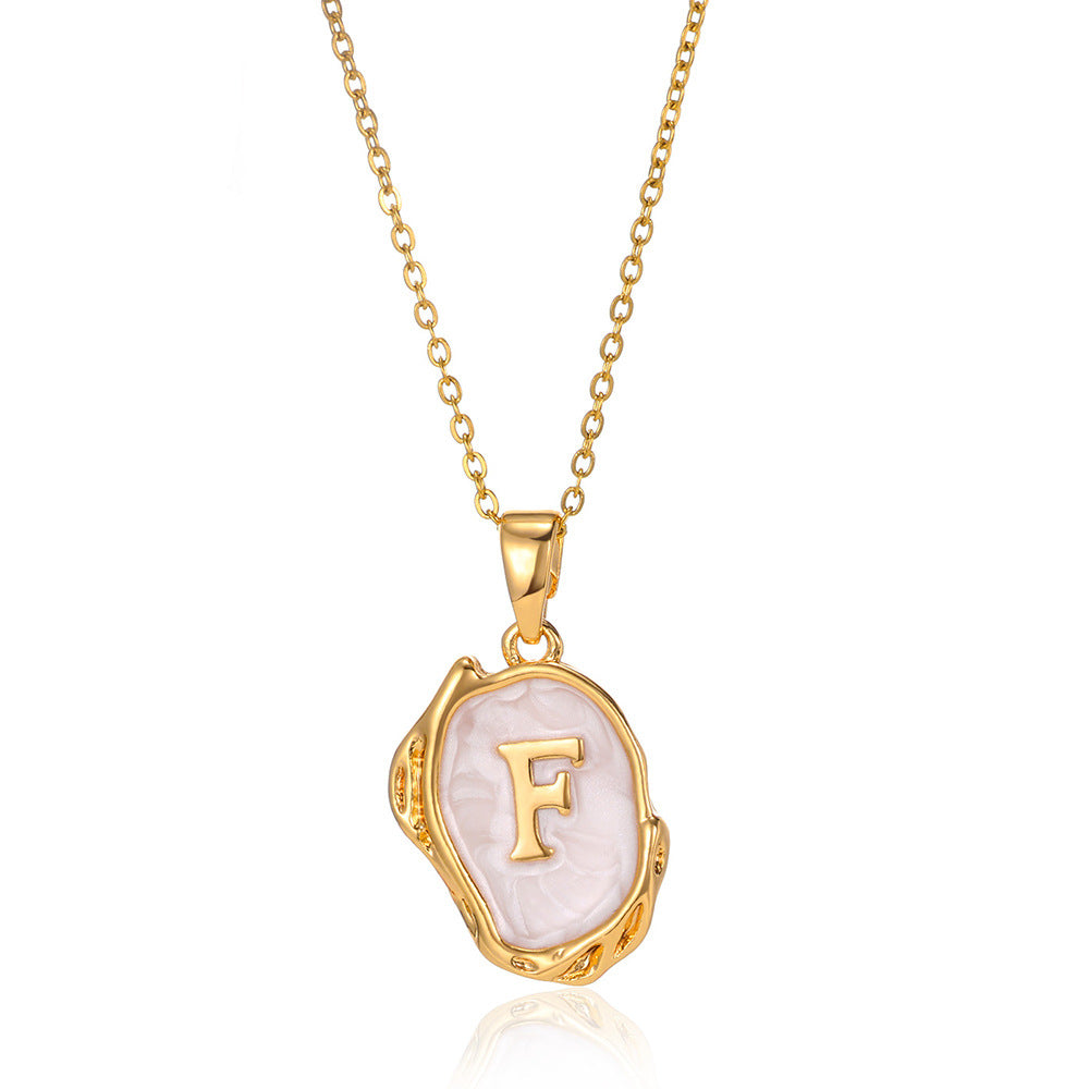 Simple 26 Letters Drop Oil Three-Dimensional Necklace