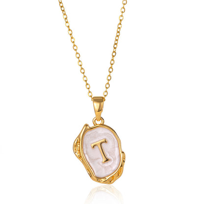 Simple 26 Letters Drop Oil Three-Dimensional Necklace