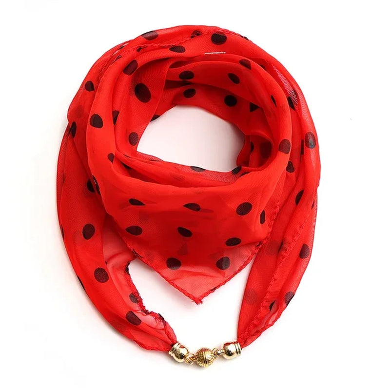 Magnet Buckle Silk Scarf Neckerchief Printing Scarves Women Skinny Headband Hand Wrist Bag Scarf Fashion Necklace Accessories