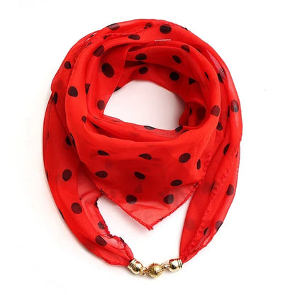 Magnet Buckle Silk Scarf Neckerchief Printing Scarves Women Skinny Headband Hand Wrist Bag Scarf Fashion Necklace Accessories